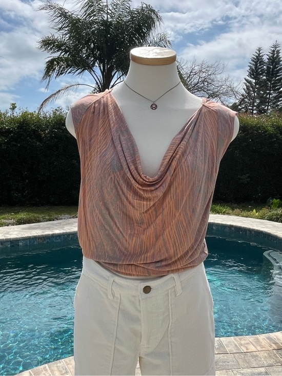 Derek Lam Tops - Derek Lam Peach Pink Draped Cowl-Neck Top Size Small